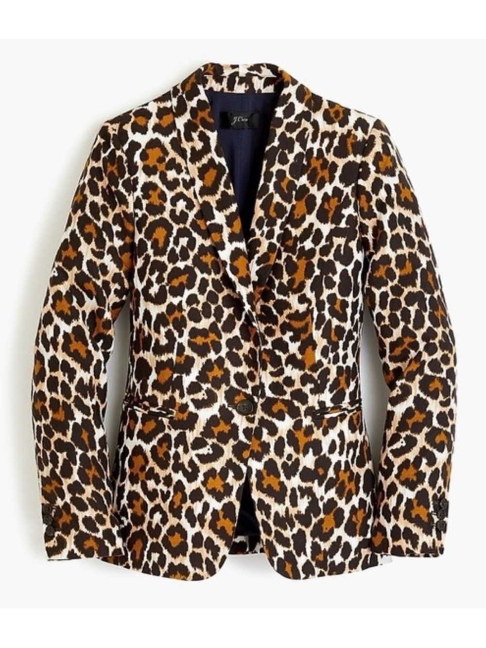 J.Crew Parke Leopard Animal Print Linen Blend Blazer one Button Jacket
